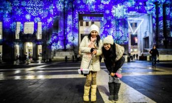Milan Central Station Christmas projections